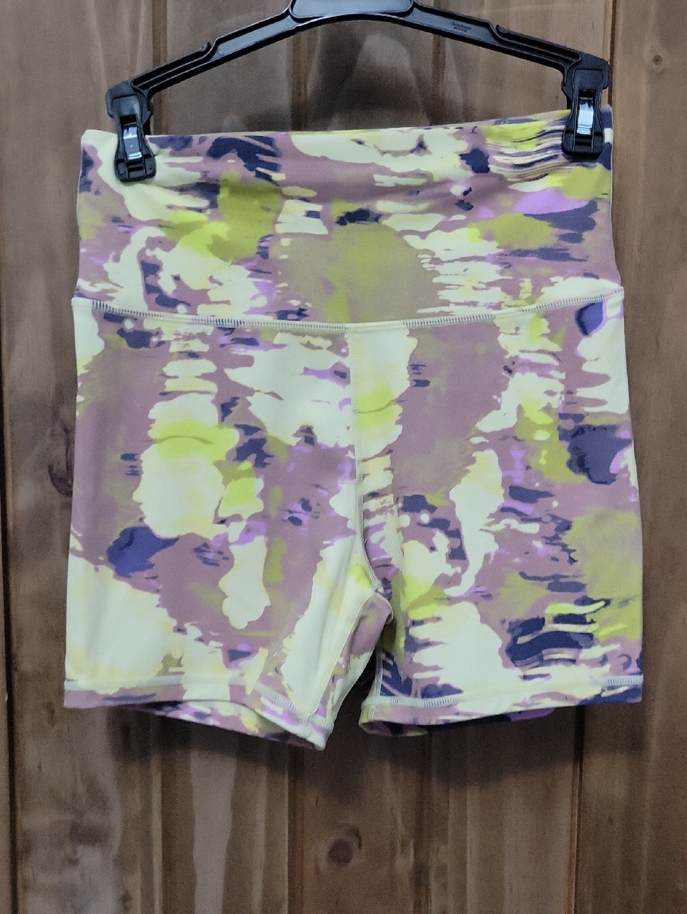 High-Waist Women's Active Shorts in Yellow Multi